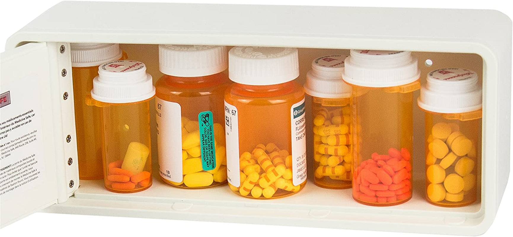 -Lock Box to Secure Prescription Medication-Fits inside Medicine Cabinets/Vanity Drawer, White